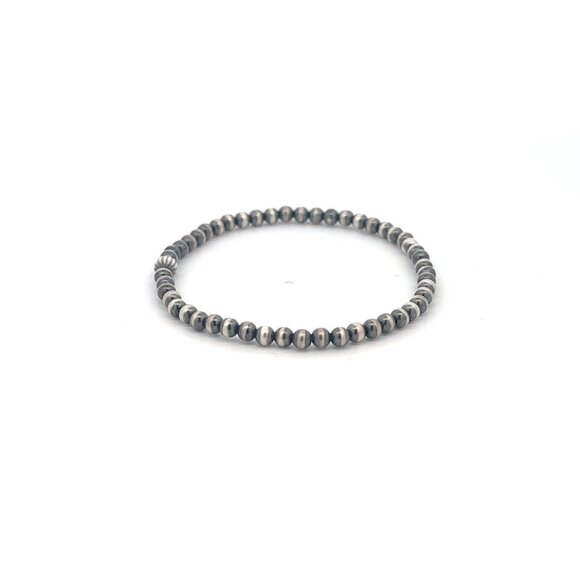925 Sterling Silver Authentic Navajo Beads 3mm-4mm Stretch Bracelet Minimalist - Picture 7 of 9